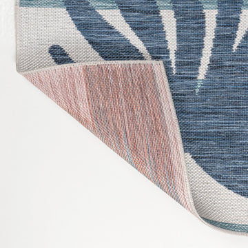 Veronica Classic Beach Stripe And Palm Leaf Indoor/Outdoor Area Rug